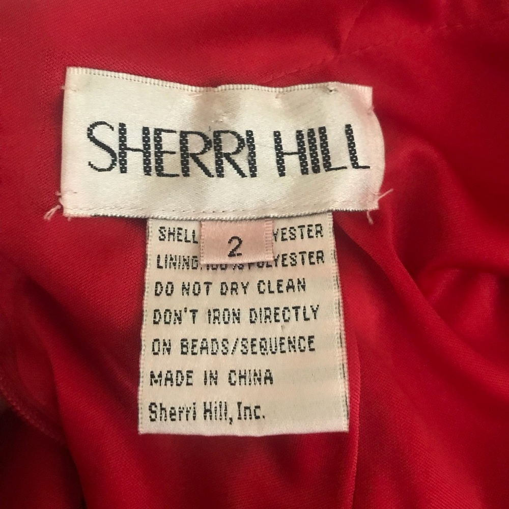 SOLD! Red high neck open back Sherri Hill gown - Picture 8 of 8